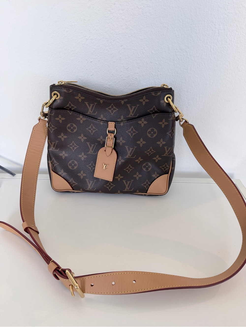 Louis Vuitton Monogram Canvas Shoulder Bag in Brown and Tan Leather